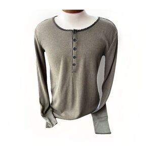 Venor Mens Thermal Knit Henley Size L Green NWT Soft Shirt Long Sleeve Stretch
